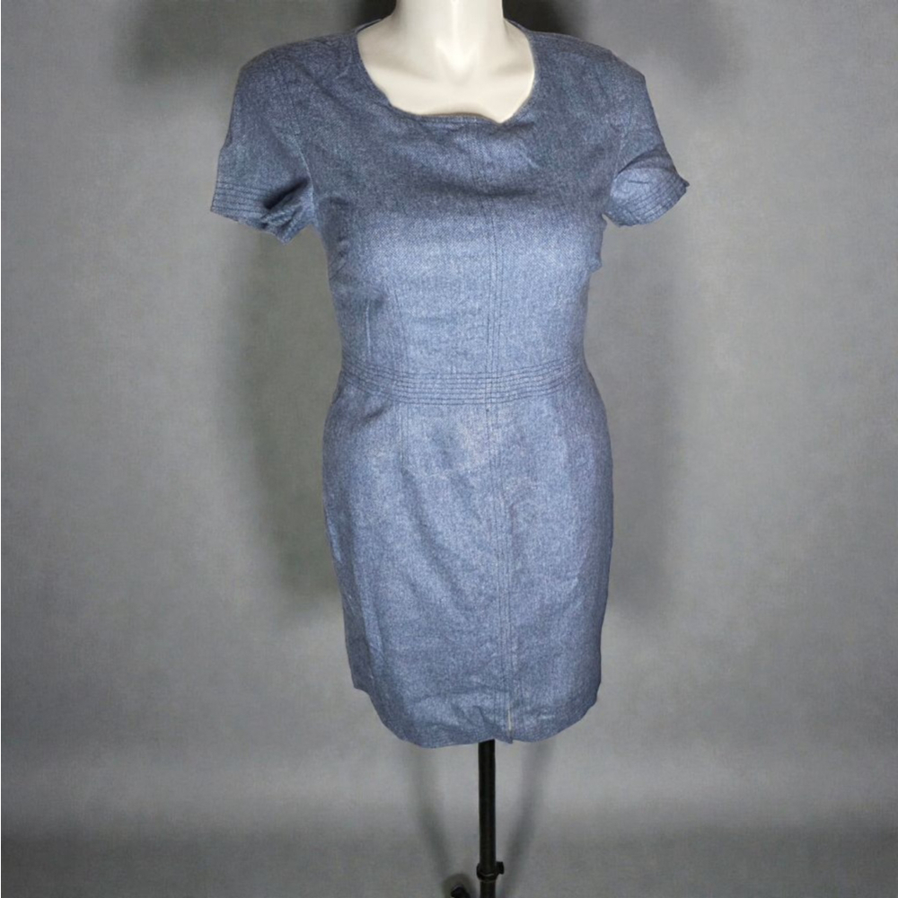 Banana Republic Petite 12P Blue Short Sleeve Sheath Dress - Picture 2 of 6
